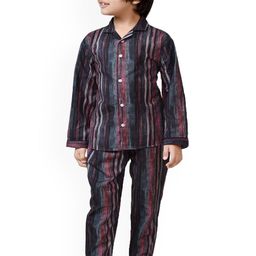 BAESD Boys Stripe Printed Shirt Collar Night suit-picture-47