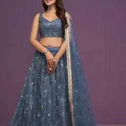 JIHU CULTURE Semi-Stitched Lehenga & Unstitched Blouse With Dupatta-image-92