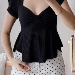 Casual Regular Sleeves Solid Women Black Top-image-77
