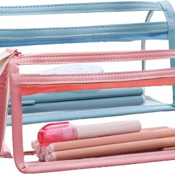 Pencil Pouch Perfect for School, Transparent Stationery Pouch College Clear Art Polyester Pencil Boxes-image-74
