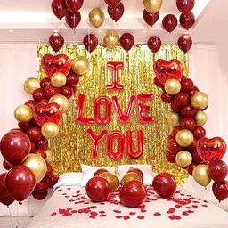 party midlinkerz Solid I love you foil decoration set of 47 PCS with balloons, foils or curtain Balloon-picture-3