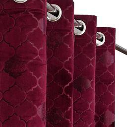 B' Decorlish Purple 2 Pieces Ethnic Motifs Printed Room Darkening Velvet Window Curtain-image-26