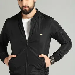 MOUNTAIN COLOURS Men Solid Windcheater and Water Resistant Bomber Jacket-14
