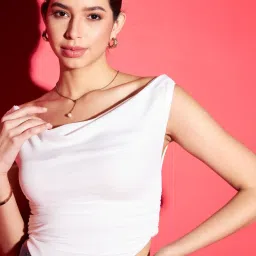 Casual Off Shoulder Sleeve Printed Women White Top-image-55