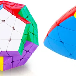 3 X 3 Megaminx Sculpted Stickerless Pentagon cube and mastermorphix cube Triangle High Speed Stickerless Cube combo pack of 2-3