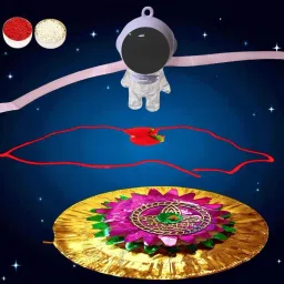Kids 1 Astronaut Light 1 Krishna 1 Big Rakhi R320 Plastic (PVC) Rakhi Set-image-9