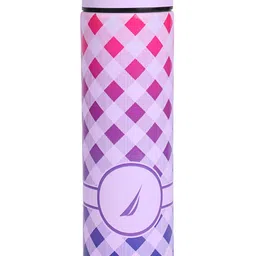Nautica Sleek Violet & Pink Checked Stainless Steel Smart Vacuum Water Bottle-500ML-image-65