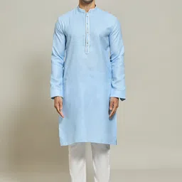 Arihant Rai Sinha Mandarin Collar Linen Straight Kurta With Trouser-picture-35