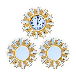 Myntra Elegant Homes Gold-Toned 3 Pcs Contemporary Wall Clock-image-66