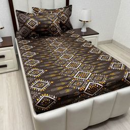 Pure Decor lounge fur Brown Geometric 250 TC Single Bedsheet Set 1.73 m x 2.36 m-image-43