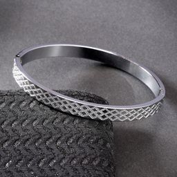 Roadster Men Silver-Plated Stainless Steel Kada Bracelet-image-77