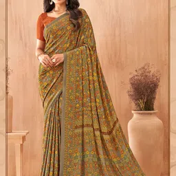 Mitera Floral Poly Crepe Saree-picture-18