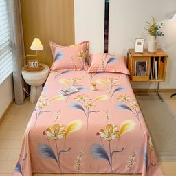 JC HOME Pink & Blue Floral Printed 140 TC King Bedsheet Set- 2.30 m x 2.50 m-image-105