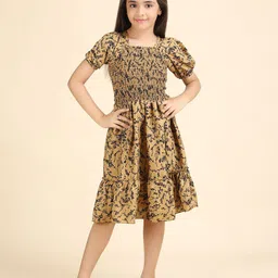 PTVIZE Animal Print Puff Sleeve Crepe Fit & Flare Dress-picture-47