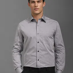 Louis Philippe Men Classic Cutaway Collar Solid Cotton Formal Shirt-image-73