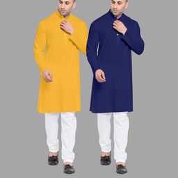 VS MALL Navy Blue Cotton Blend Kurta Sets-image-62