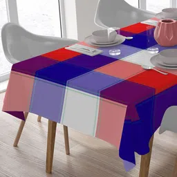 HOME COLORS.IN Blue Geometric Printed Cotton 8-Seater Table Cover-image-56