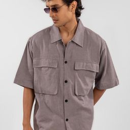 Eszett Spread Collar Oversized Casual Cotton Shirt-image-44