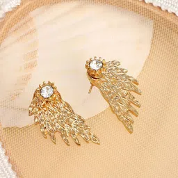 DressBerry Gold-Plated Artificial Stones Studded Contemporary Drop Earrings-17