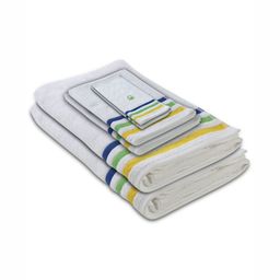 United Colors of Benetton White & Blue 6Pieces Striped Pure Cotton 450 GSM Towel Set-picture-15
