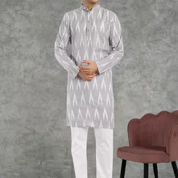 SKAVIJ Men Printed Regular Pure Cotton Kurta with Pyjamas-picture-37