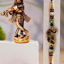 CraftVatika 4-Pcs Rakhi With Showpiece &Tilak With GreetingCard-image-20