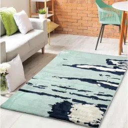saral home Blue Abstract Cotton 4 ft x 6 ft Machine Made Carpet-picture-15
