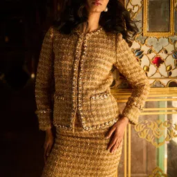 Dash and Dot Gold Boucl Jacket and Skirt Co-Ords-image-95