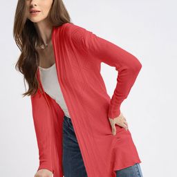 SHOWOFF Women Self Design Open Front Longline Shrug-1