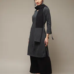 Rangriti Chevron Woven Design Straight Kurta With Palazzos & Dupatta image 3