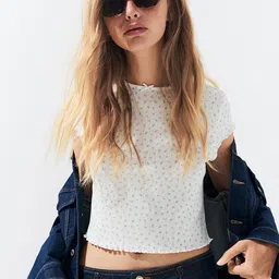 H&M Overlock-Detail Pointelle Top-image-85