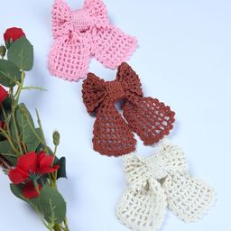 FUNKRAFTS Girls Set of 3 Crochet Bow Alligator Hair Clip-image-15