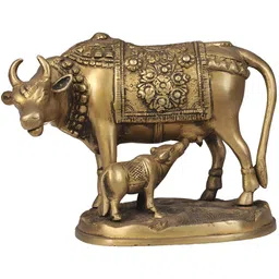 Exotic India Gold-Toned Cow And Calf Idol Showpiece-image-38