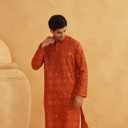 SOJANYA Ethnic Motifs Printed Mandarin Collar Straight Kurta With Churidar-picture-19