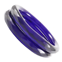 ZULKA Set Of 2 Glass With Diamond Cut Pattern Bangles-picture-28