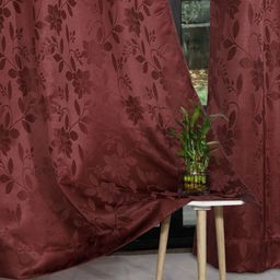 Myntra Elegant Homes Maroon 2 Pieces Printed Room Darkening Long Door Curtains-image-74