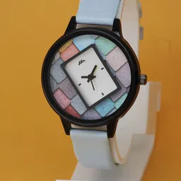 VIRAKTI Women Brass Printed Dial & Leather Bracelet Style Straps Watch G-69-BLUE-V.Y-picture-44