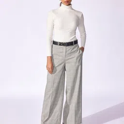 The Label Life Women Checked Flared Trousers-image-78