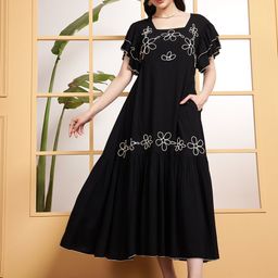 DEEBACO Women Fit & Flare Midi Dress-image-66