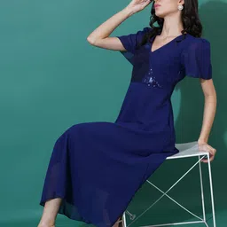 Curvydrobe Sequined Georgette Wrap Midi Dress image 3
