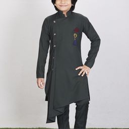 FELIZ THE DESIGNER STUDIO Boys Regular Pure Cotton Kurta with Churidar-11