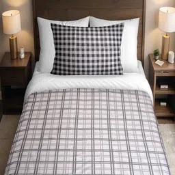 Threadwear White & Black Printed Cotton 400 TC Single Bedsheet Sets - 2.25 m x 2.10 m-1