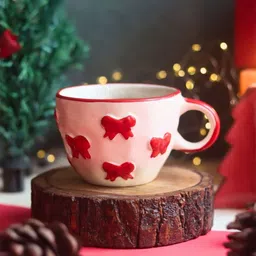 WEAVING HOMES Red & White Printed Ceramic Dishwasher Safe Glossy Cup 220ml-image-85
