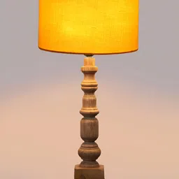 Aura Yellow Wood Traditional Cylindrical Shaped Table Lamp-image-76