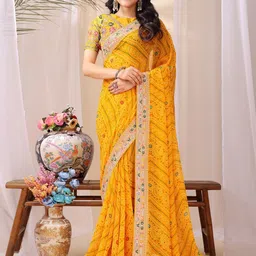 Leelavati Bandhani Printed Pure Georgette Saree-image-94