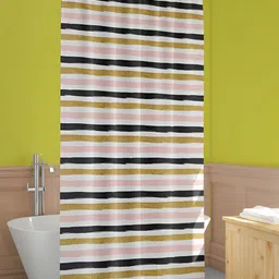 ArtzFolio White & Pink Striped Waterproof Shower Curtain-image-16