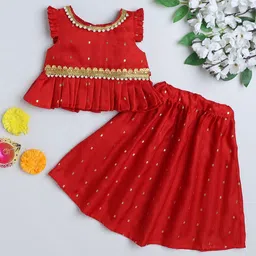 MANY FROCKS & Girls Embellished Beads and Stones Ready to Wear Lehenga Choli-image-5