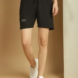 Solid Women Black Basic Shorts-image-6