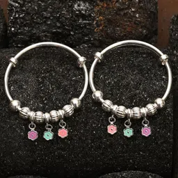925 SILLER Unisex Kids 2 Sterling Silver Enamelled Rhodium-Plated Kada Bracelet-32