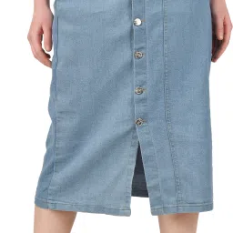 Women Solid Straight Light Blue Skirt-image-25